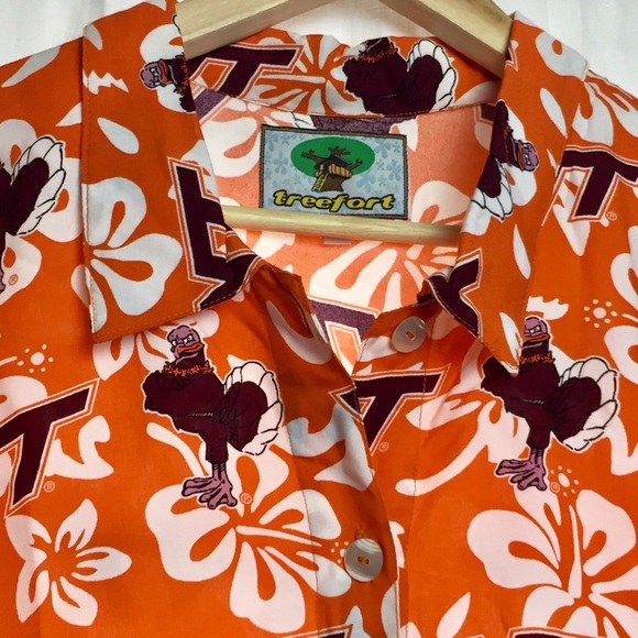 Vintage Other - vtg Virginia Tech Hokies Hawaiian Campshirt